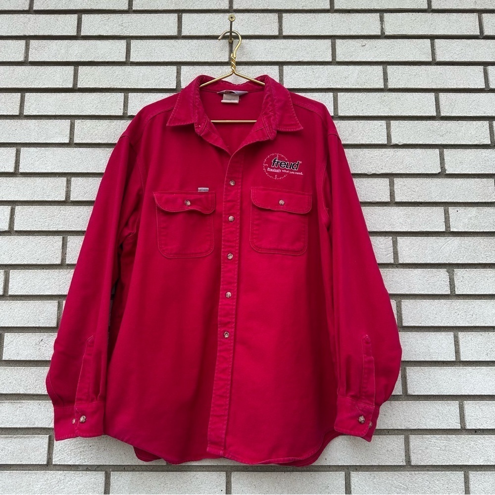 Carhartt Freud Tools Fuchsia Pink Heavyweight Work‎ Shirt Button Up XXL Workwear